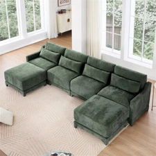 2-4 Seat Elegant Chenille Sponge Sofa Set Lumbar Pillow Living Room w/O Ottoman