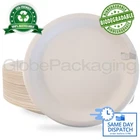 50 x STRONG HEAVYWEIGHT BAGASSE 9" ROUND DISPOSABLE PLATES *ECO-FRIENDLY PAPER*