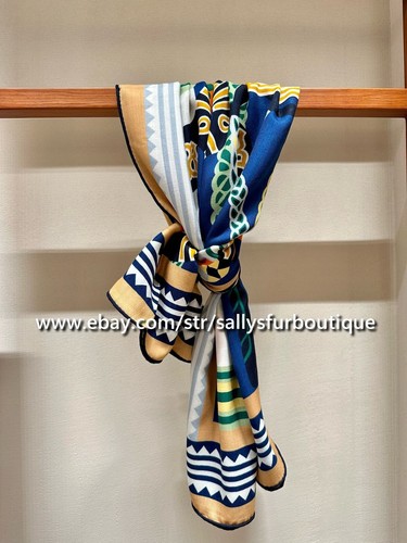 Sallys 70% Cashmere & 30% Silk Wrap Scarf Tribal Print Double Face Shawl 53" - Picture 7 of 40