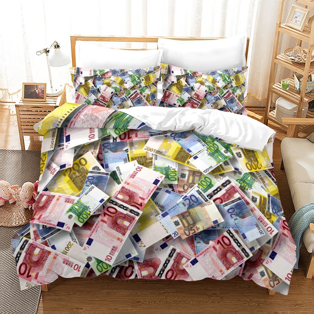 Money Print Duvet Cover Dollar Bills with The Portrait of Decorative