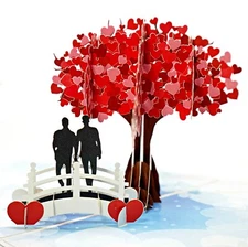 Gay Couple 3D Pop Up Greeting Card - Valentine's Day, wedding, anniversary card