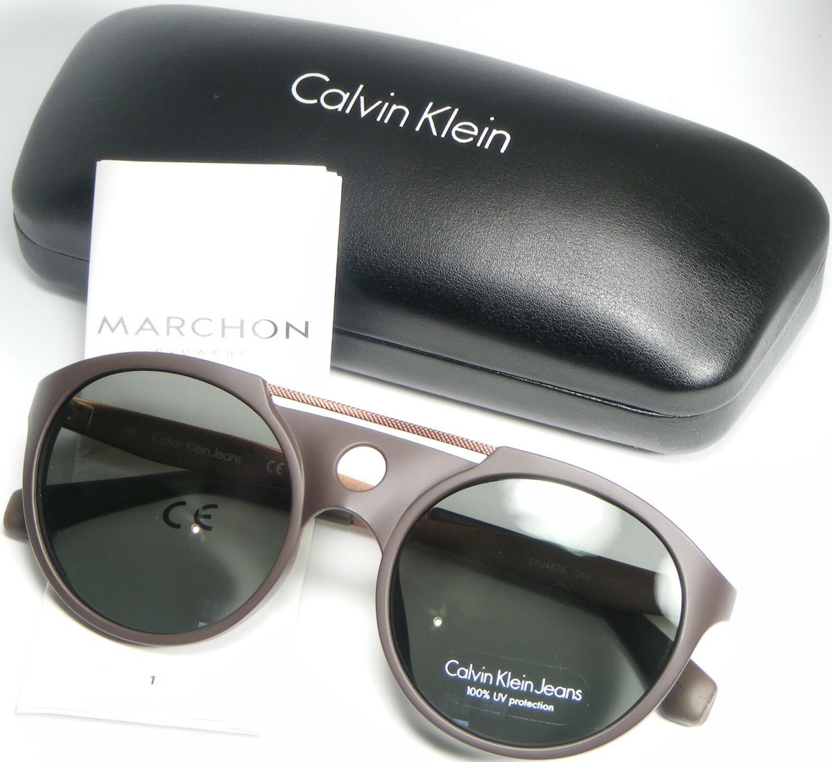 Calvin Klein Jeans CKJ487S 246 BROWN /DARK GREY LENS SUNGLASSES 52 