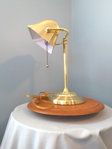 Vintage Brass Bookkeepers/Bankers Desk Lamp Goldtone Metal Electric Art Deco MCM - Picture 5 of 7