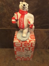 Coca-Cola Vintage 1997 Christmas Polar Bear Figurine "Bear Carrying Present NIB