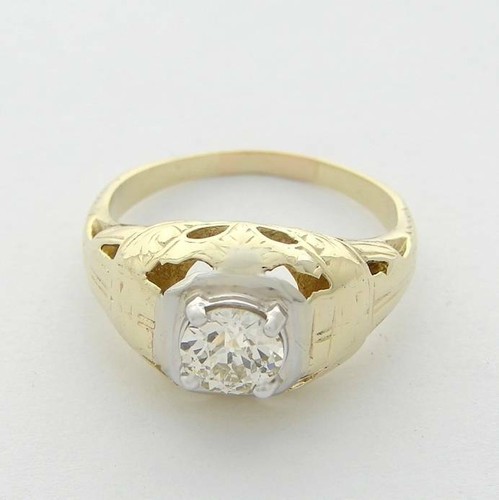 ANTIQUE DIAMOND ESTATE RING VINTAGE EUROPEAN CUT DIAMOND .75 CARATS - Picture 3 of 3