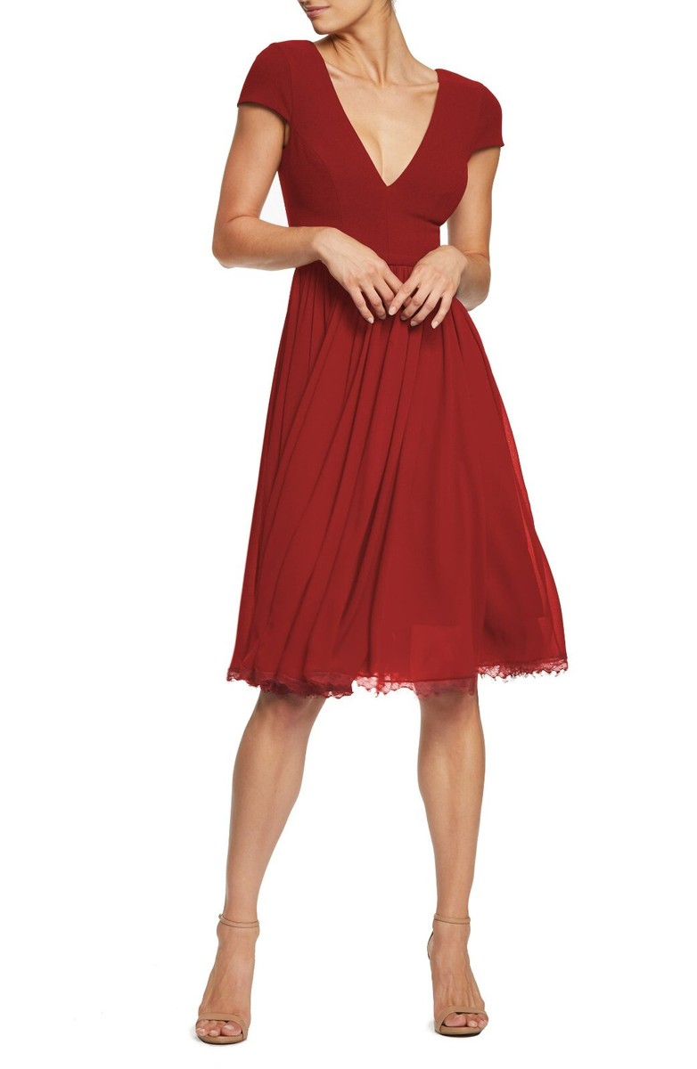dress the population corey chiffon fit & flare cocktail dress Corey Dress Dress the Population