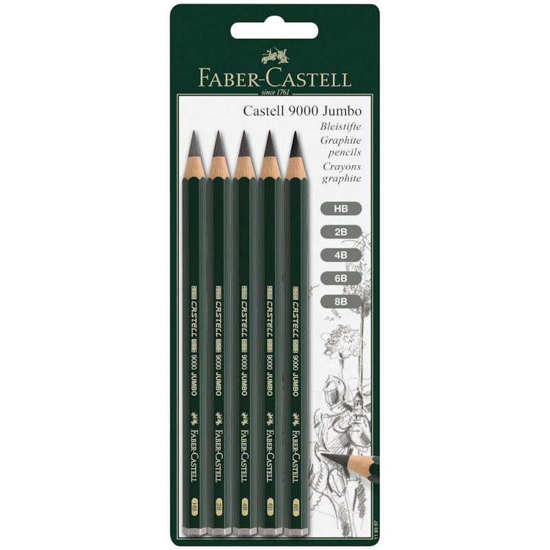 Faber-Castell 9000 Jumbo Graphite Pencil Set (5pc)