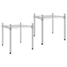 1-Tier Shelving Unit Wire Metal Stackable Storage Chrome 2 Pack