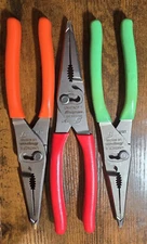 Snap-On ™ Tools RED GREEN ORANGE Talon Grip Long Nose Slip Joint Pliers LN47ACF