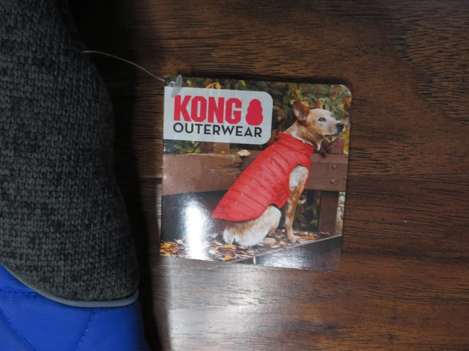 ¡NUEVO CON ETIQUETAS! KONG Ropa Exterior Acolchada Chaqueta Corte Azul Gris Med 17-20 pulgadas Foto 3 de 4