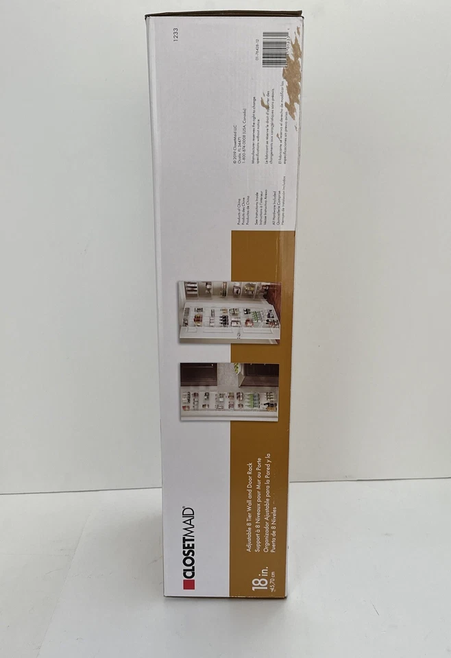 ClosetMaid 1233 18 pulgadas ajustable 8 niveles pared y puerta estante organizador blanco Foto 2 de 4