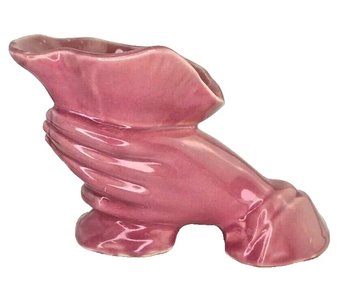 Vintage Nelson McCoy Pottery Pink Hand Holding Vase Planter Midcentury MCM Decor