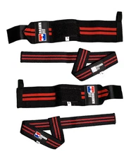 Wrist Wraps 1 Pair + Lifting Straps 1 Pair Bundle Weightlifting Powerlifting