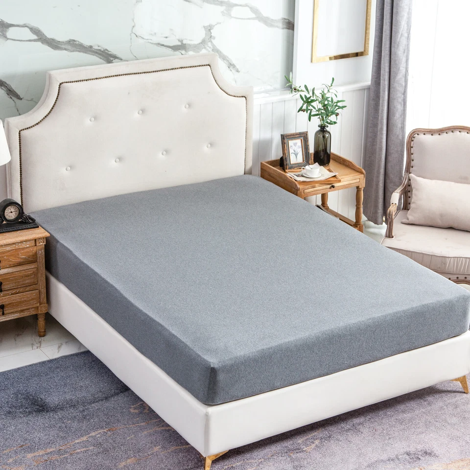 Sábana bajera ajustada de algodón tejido jersey PURE ERA SOLO bolsillo profundo de hasta 15" a 20 Foto 3 de 4