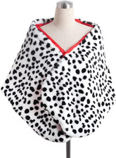 Dalmatian Scarf Women Faux Dalmation Stole Black White Coat Fancy Dress Costume