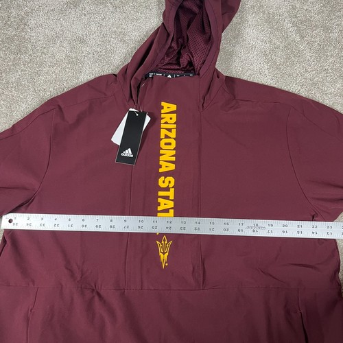 Adidas Mens M Burgundy Arizona State Sun Devils Athletic Hoodie 1/4 Zip NWT - Picture 10 of 12