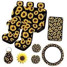 12PCS Sunflower Front and Rear Bench Seat Cover Full Set,Car Accessories 