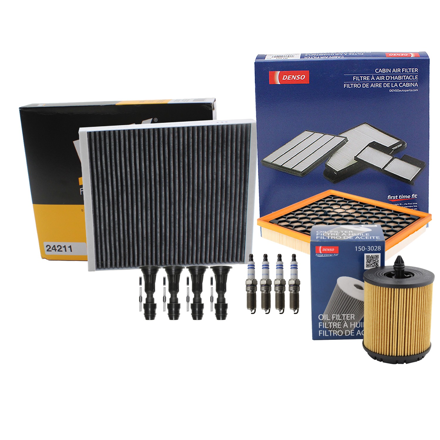 Denso Tune Up Kit Bosch 4 Spark Plugs  Boot Kit for Chevrolet Impala 2.4 L4 LUK