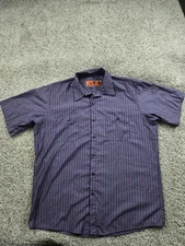 Vintage Red Kap Work Shirt Mens XL Red Blue Striped Workwear Uniform Button Up