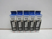 LOT OF 5! GENUINE EPSON 522 (T522120-S) BLACK INK BOTTLE