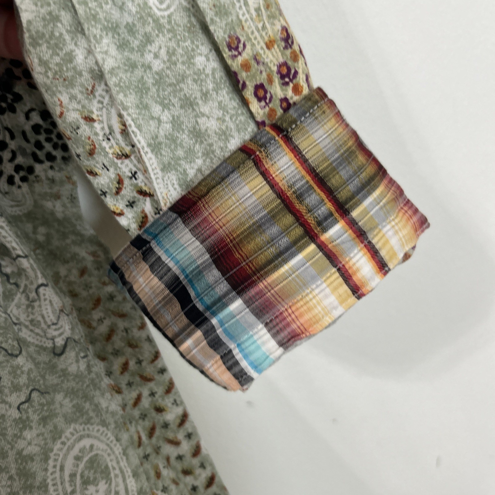 Hugo Boss Paisley Print Bandanna Patchwork Buttons Up Dress Shirt Men’s Sz XL thumbnail 9