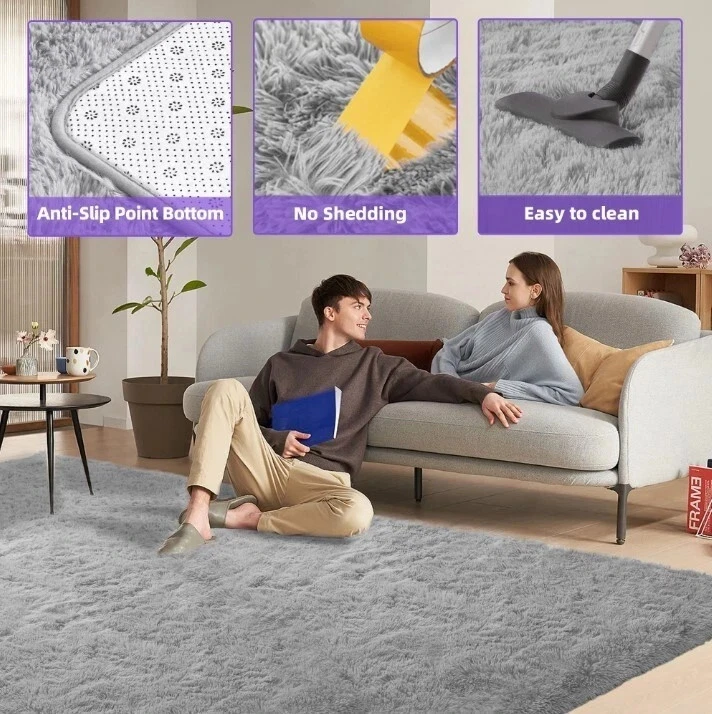 Area Rug, 8' x 10' Soft Fluffy for Living Room Bedroom Kids Room Decor Carpet. - Image 4 of 4