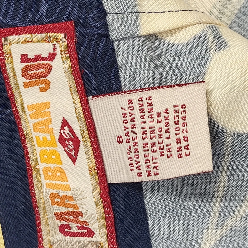 Caribbean Joe Skirt Women’s ~Size 8~ 100% Rayon Blue Navy Floral Hawaii Zip Back - Image 2 of 4