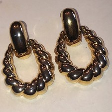 Elegant Vintage Gold Tone Twisted Boho Retro Hoop Earrings
