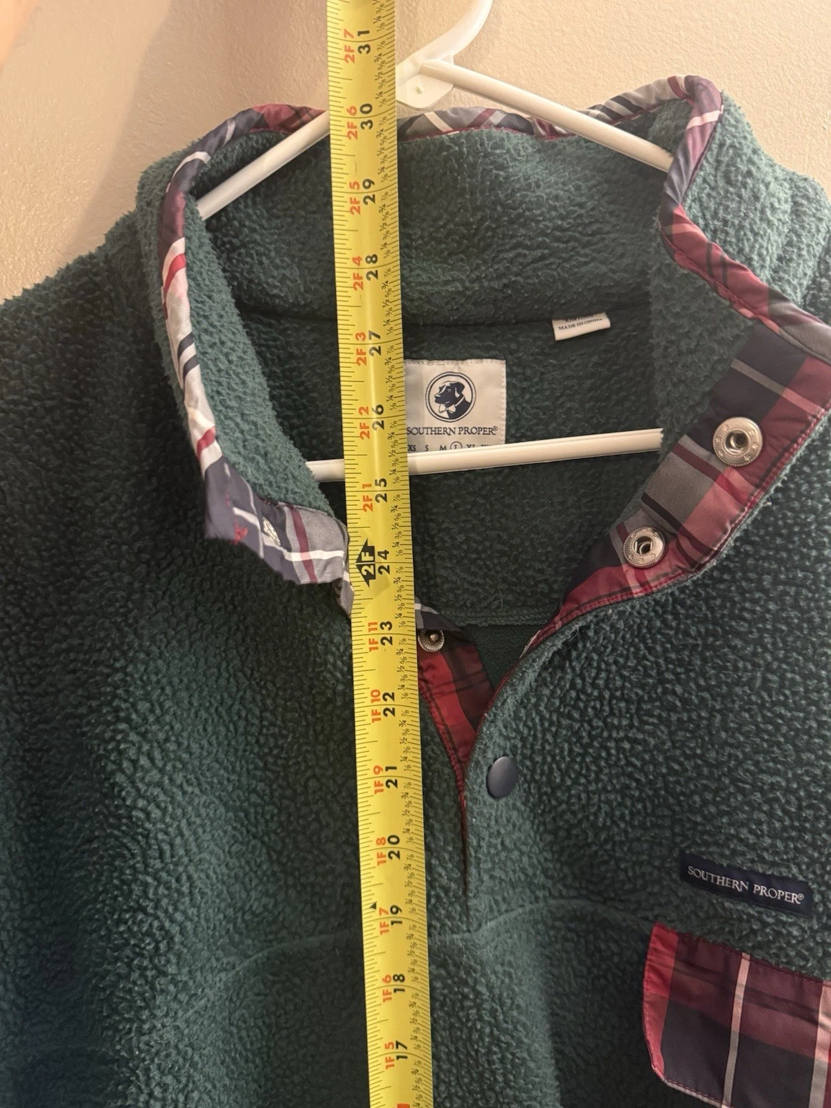 Southern Proper Jacket Mens L Green Fleece Snap Pullover Plaid Pocket Outdoor image 7
