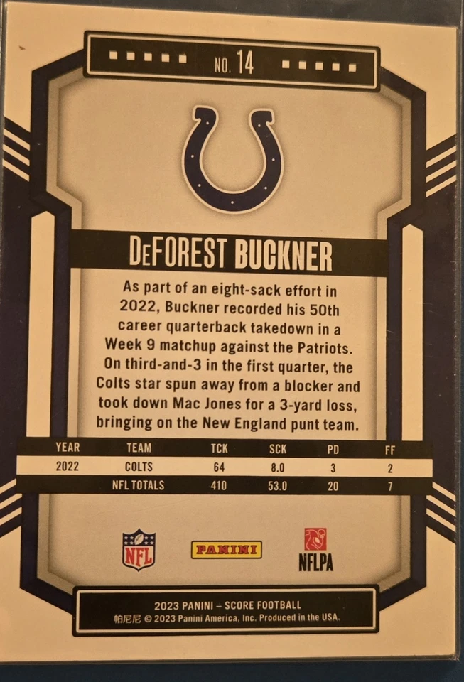 2023 Score - DeForest Buckner #14 - Image 2 of 2