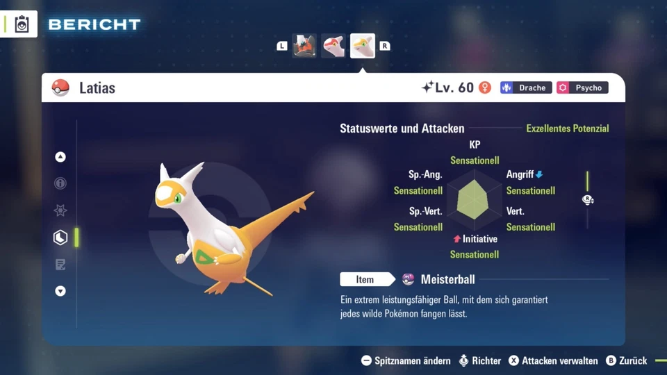 NINTENDO Shiny Latias - 6IV/DV - Pokemon Legenden ZA - Legends ZA