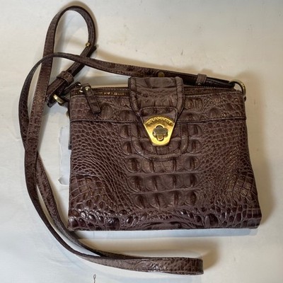 BRAHMIN Mojito Aubergine Eggplant Melbourne Leather Crossbody Bag Handbag