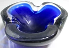 Vintage Italian Murano Hand-Crafted Glass Ashtray Decorative Bowl Blue 4 1/4" D