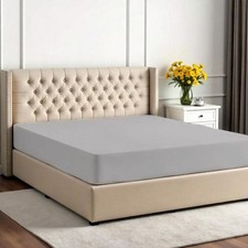 Light Grey Twin XL Fitted Sheet Only 1PC 100 Egyptian Cotton 800 Thread 16"