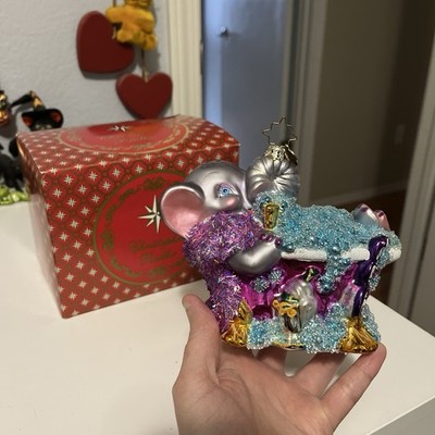WEAR Radko A Little Me Time Elephant Having A Bubble Bath Ornament 4.5 