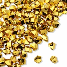 PMLAND Clear Fake Ice Rocks – 550 Pcs Large Gold Acrylic Gems Crushed 