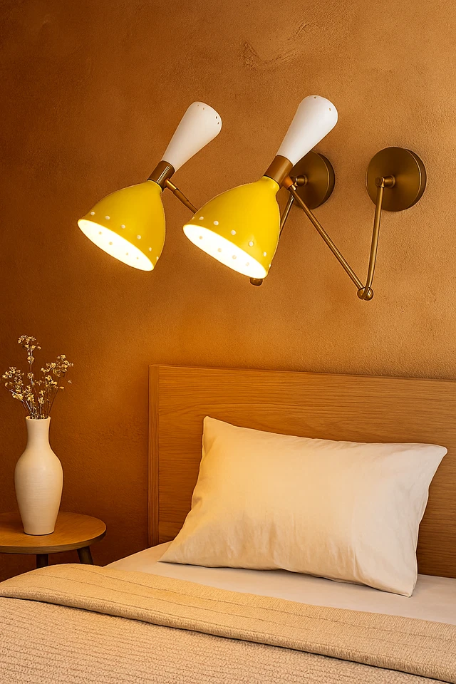 Diabolo Wall Sconce Set of 2 | Italian Stilnovo Style Brass Light Christmas Gift - Image 2 of 4