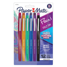 Flair Felt Tip Pens, Medium Point 0.7Mm , Assorted Colors, 12 Count