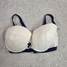 Adore Me Bra Womens 42DD Floral Lace Cream Navy Underwire Lightly Padded New