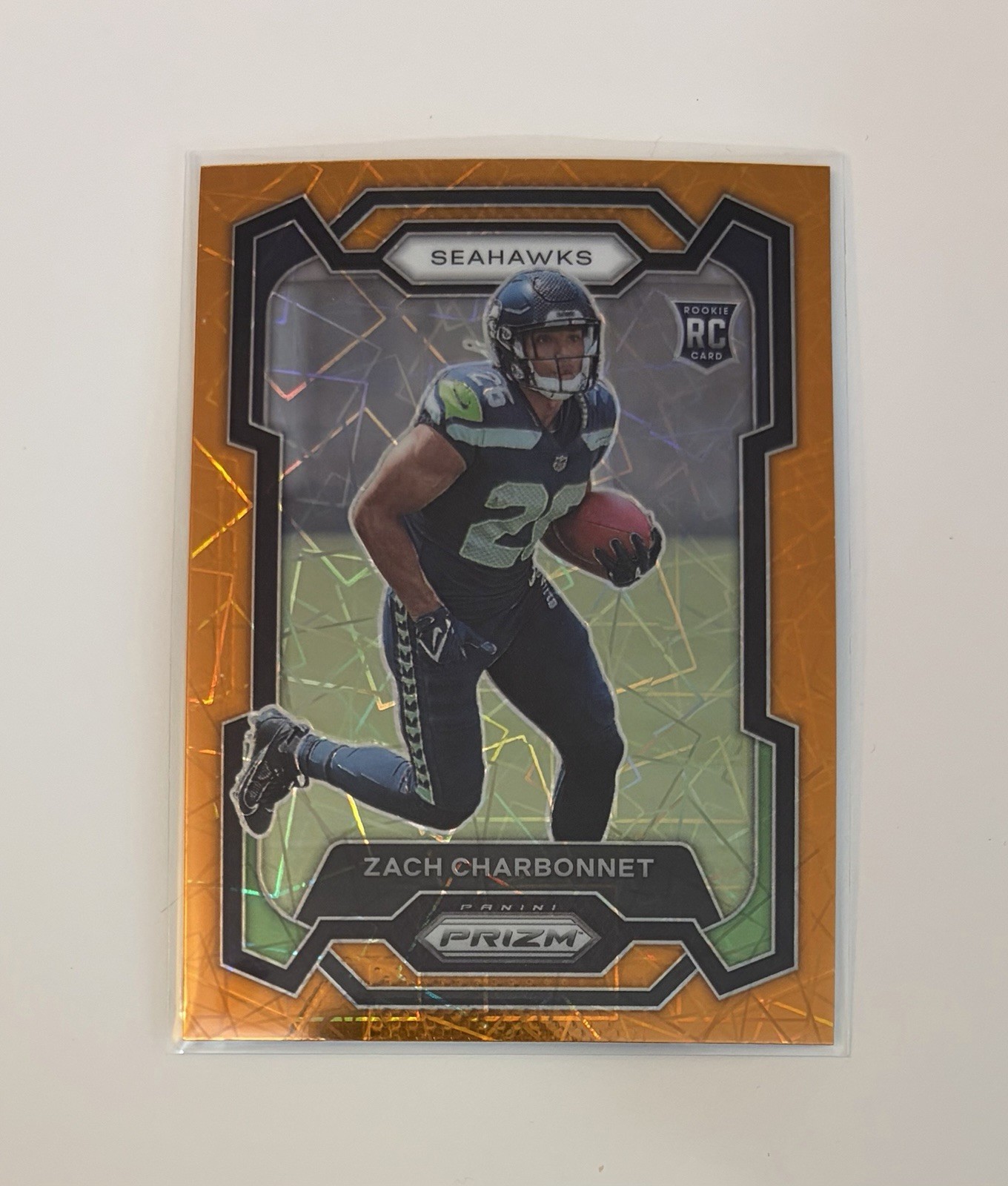 2023 PANINI PRIZM ZACH CHARBONNET ROOKIE No. 392 ORANGE LAZER PRIZM SEAHAWKS
