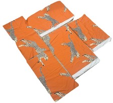 SCALAMANDRE LEAPING CHEETAH Clementine Fabric Pieces 22x14 & 21x13 + 3Smaller Pc