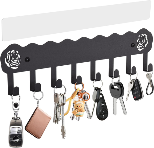 Schlüsselhalter Wandhalterung 8 Haken selbstklebend Schlüsselbrett Organizer ohne Bohren - Bild 1 von 10