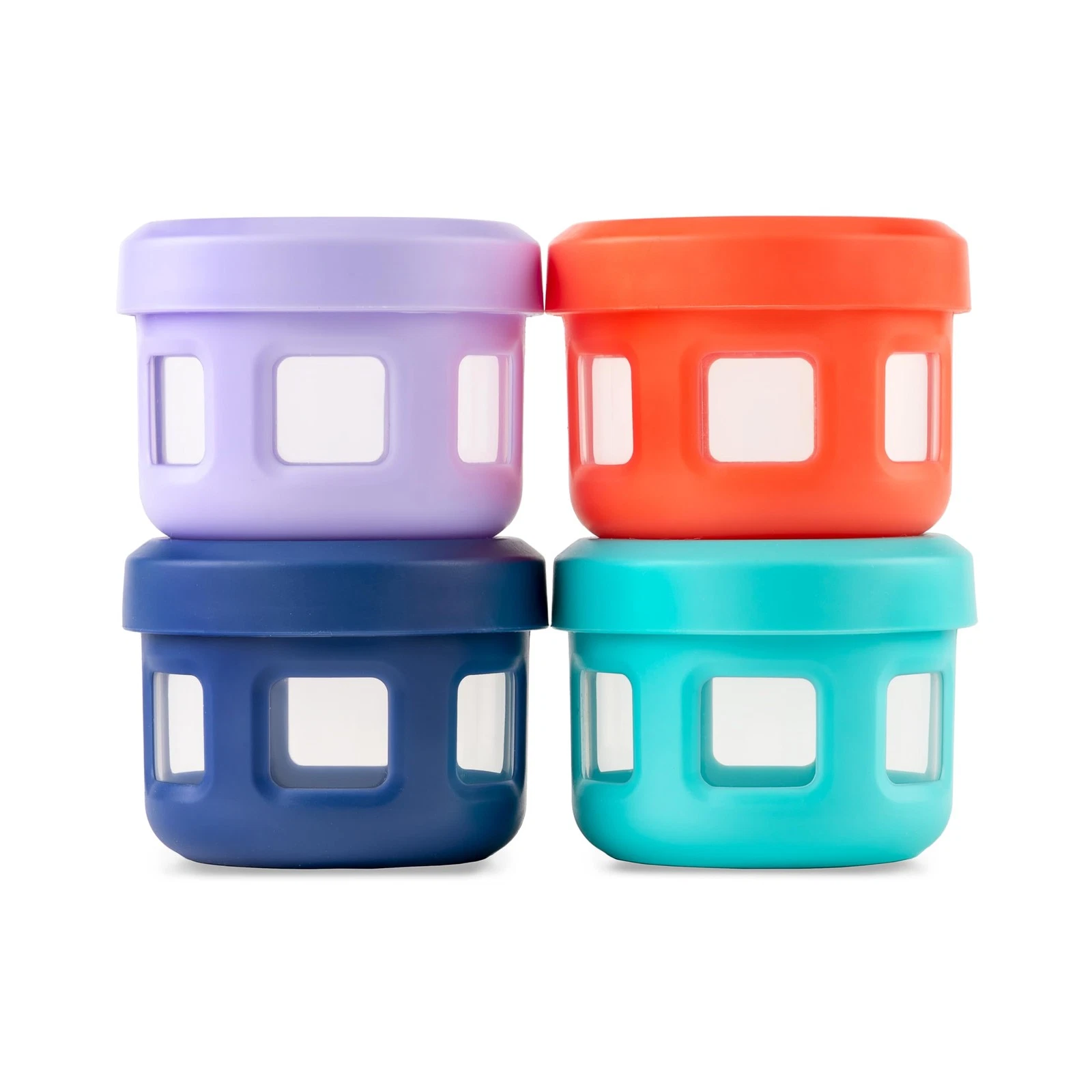 Reusable 4oz Plastic Condiment Containers with Leak-Proof Lids - 4 Pack