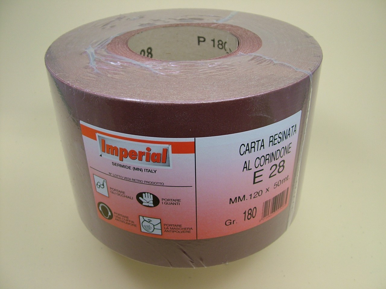 50 metre sandpaper sanding roll industrial weight,120mm 1/2 sheet width 180 grit