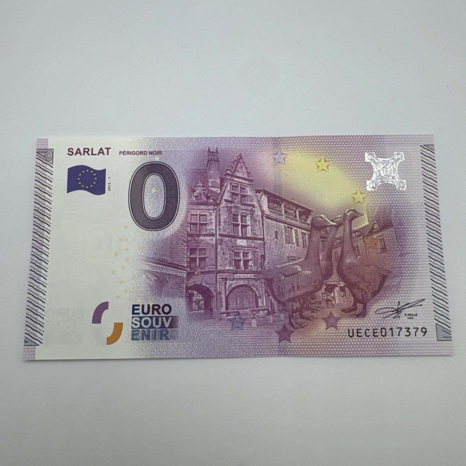 Billet Zéro 0 € Euro Touristique / Souvenir Sarlat 3 oies 2015-1