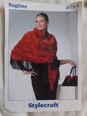 Stylecraft No.8095 Vintage Strickanleitung: Damen Wickel Tücher Taschen Einheitsgröße