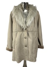 Gabriella Vicenza Jacket Coat Size Large 16-18 Faux Shearling/fur Beige Eu46