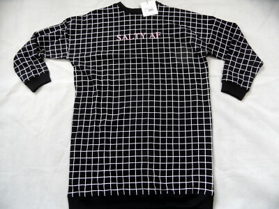 Missguided slogan oversized sweat dress black check size 34 new 