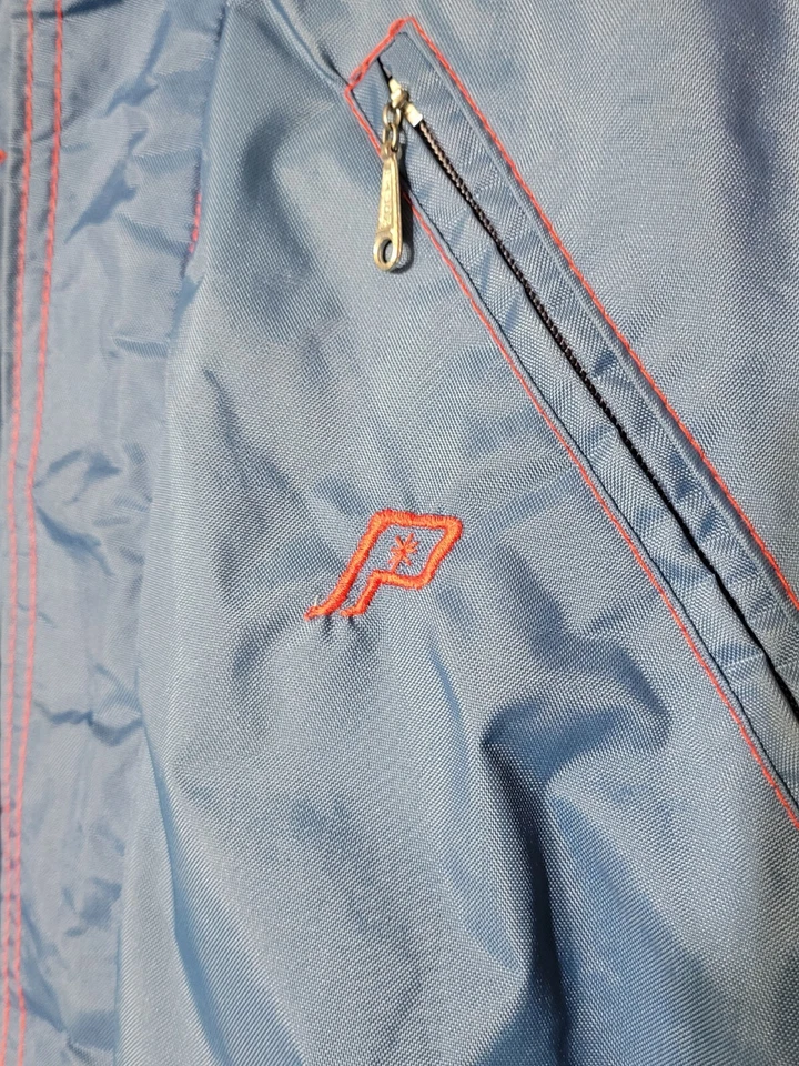 复古 Polaris 60 年代 70 年代红色白色和蓝色雪地摩托车夹克外套成人尺寸 L — 第 3/4 张图片