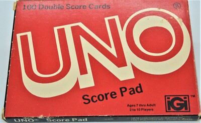 Uno Game Score Pad for Game Play 100 Double Sheets in Original Box | eBay